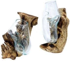 Roztavené sklo na dreve - Závesná miska na stenu