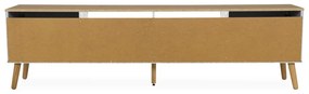Biely TV stolík s detailmi v dekore dubového dreva Tenzo Dot, šírka 192 cm