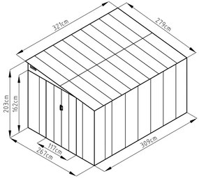 Záhradný domček 279 cm x 321 cm antracit
