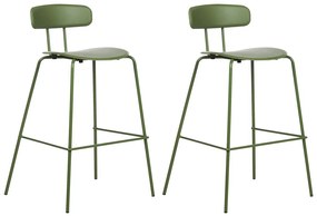 Sada 2 barových stoličiek zelená SIBLEY Beliani