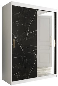 Skriňa Marmur T2 150 biely/mramor čierna