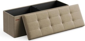 Taburetka s úložným priestorom, skladacia lavica, 38 x 110 x 38 cm, ťavia hnedá