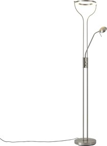 Moderná stojaca lampa oceľ s čítacím ramenom vrátane LED a stmievača - Divo