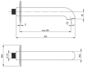 Deante Silia, vaňová výlevka 226 mm, zlatá matná, DEA-NQS_R81K