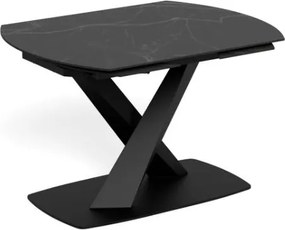 Rozkladací jedálenský stôl Morella 120/180 cm čierny mramor/čierny