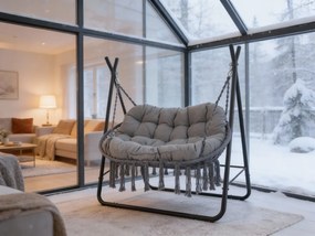 Dvoumístná zahradní houpačka se stojanem Hudson antracitová