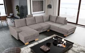 Sedacia súprava Chivas, tvar pravej U, kamenná hnedo-šedá látka