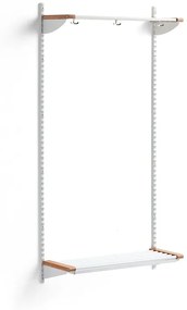 Vešiaková stena JEPPE s hornou policou, základná sekcia, 1790x900x310 mm, biela/dub