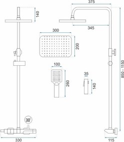 Rea Rob, sprchový set s termostatickou batériou a bidetovou spŕškou, čierna matná, REA-P6627