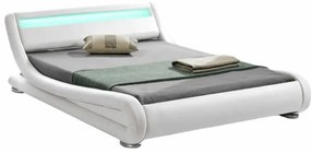 Kondela Moderná posteľ, FILIDA, 180x200, s RGB LED osvetlením, biela
