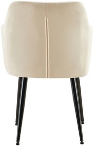 Jedálenská stolička Monett - zamat, B čierny rám - Krémová