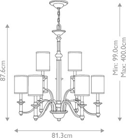 Hinkley HK-SUSSEX9 - Luster na reťazi SUSSEX 9xE14/40W/230V matný chróm