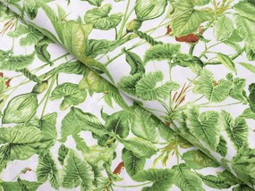 Biante Bavlnený obdĺžnikový obrus Sandra SA-297 Zelené izbové rastliny na bielom 120x180 cm