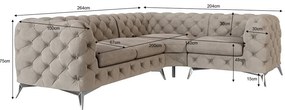 Sivobéžová zamatová rohová pohovka (pravý roh/do L) Chelsea – Ropez