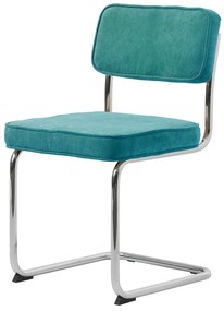 Tyrkysová menčestrová jedálenská stolička Rupert – Unique Furniture