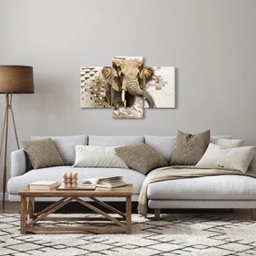 Obraz - Slon prerážajúci múr (90x60 cm)