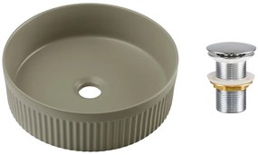 Súprava keramického umývadla na dosku a výpuste Beyond 2 olivová zelená