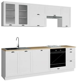 Kuchynská linka Luis 240 1, Farby: biela / biela + dub arlington, Osvetlenie: bez osvetlenia