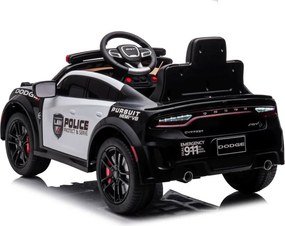 LEAN CARS Elektrické autíčko Dodge Charger policajné, bielo-čierne