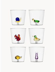 Súprava ručne vyrobených pohárov na vodu Animal Farm, 6 dielov