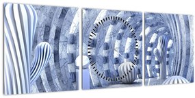 Obraz - 3D abstrakcia (s hodinami) (90x30 cm)