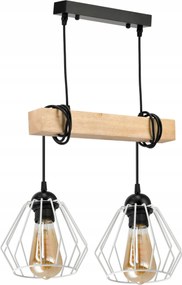 BERGE LED závesné stropné svietidlo, drevený trám, 2xE27, Diamond White Luster