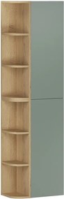 Závesná vysoká kúpeľňová skrinka Aster I 160 cm zelená/dub cremona