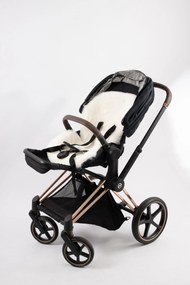 Podložka do kočíka z pravej kože biela