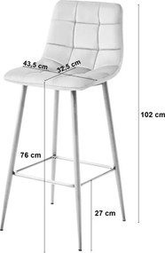 Barová stolička ARCETO zamatová, svetlobéžová / hnedá