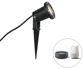 Priemyselný inteligentný bodový reflektor s hrotom čierny vrátane WiFi GU10 IP65 - Basic