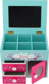 Šperkovnica so zrkadlom PRINCESS ružová/modrá