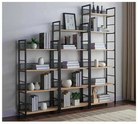 Regál Raw R6 187 cm černý mat/dub přírodní