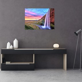 Sklenený obraz - Vodopád Seljalandsfoss (70x50 cm)