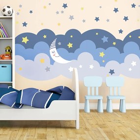 Nástenná samolepka Ambiance Scandinavian Clouds With Stars And Moon