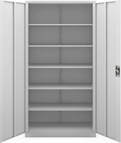 Vysoká sivá kovová kancelárska skriňa, 1150x2200x400 mm: : JAN II H2200