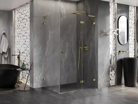 Mexen Lunar L, 1-krídlový sprchový kút, pravý, 100 x 70 cm, 8mm číre sklo, zlatý lesklý profil, 834L-100-070-50-00-P