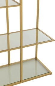 Zlatý antik kovový regál so sklenenými policami Doree gold - 120*40*180 cm