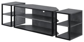 Súprava TV stolíka + 2 bočné stolíky Houseland Echo retro sievá/čierna