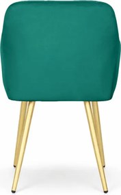 Sada šiestich jedálenských stoličiek LUXANO zamatové, fľaškovo zelené / zlaté nohy (6 ks)