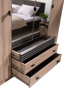 Šatníková skriňa s otočnými dverami Almo, 200 cm, dub estana/antracit