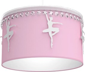 Detské závesné svietidlo Baletnica pink, 1x ružové textilné tienidlo, w