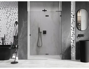 Mexen, Mexen Lunar L výklopné pravé sprchové dvere 140 cm, priehľadné, pištoľovo šedé kartáčované - 834L-140-000-66-00-P