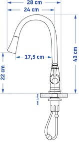 Rea Deco, vysoká drezová batéria h-430, čierna matná/retro, REA-B0182