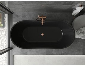 Mexen Montana, voľne stojaca vaňa 170 x 80 cm, čierna,  medený prepad, 52011708070-65
