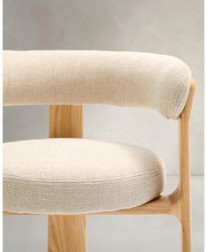 Béžové/v prírodnej farbe jedálenské kreslo s podrúčkami z jaseňového dreva Granite – Kave Home