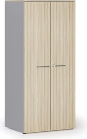 Kancelárska policová skriňa PRIMO GRAY s dverami, 1781 x 800 x 600 mm, sivá/dub prírodný