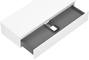 Mexen Rivel, kúpeľňová skrinka 120 cm s hornou časťou, 1 zásuvka, drážkovaná, biela matná, 91A20-12023-1-BFC01