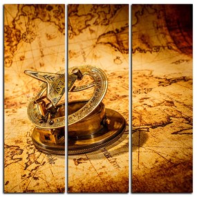Obraz na plátne - Kompas na mape antického sveta - štvorec 3999B (105x105 cm)