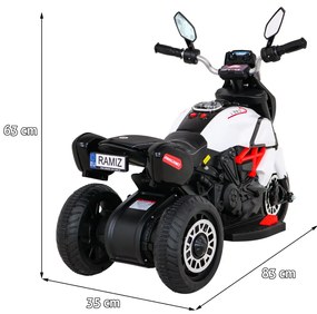 Motorka na batérie pre deti FAST TOURIST  - biela