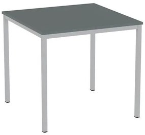 Jedálenský stôl Versys so strieborným podnožím RAL 9006, 80 x 80 x 74,3 cm, tmavosivý
